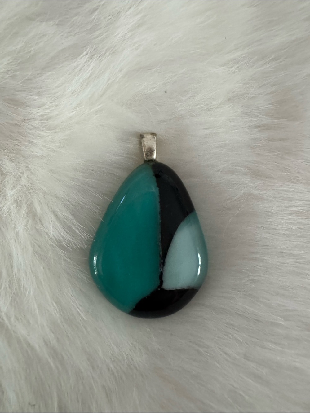 Turquoise & Black Teardrop Pendant